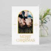 モダンタイポグラフィエレガントブルゴーニュ写真 箔シーズンカード (立ち正面)