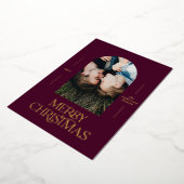 モダンタイポグラフィエレガントブルゴーニュ写真 箔シーズンカード (回転した状態)