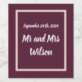 モダンタイポグラフィオン紫バラ金ゴールドワイン ワインラベル (シングルラベル)