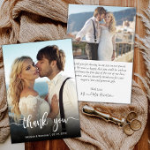 モダンタイポグラフィオーバーレイスクリプト結婚の写真 サンキューカード