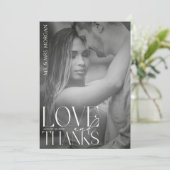 モダンタイポグラフィオーバーレイ文字と写真 | 結婚s サンキューカード (スタンド正面)