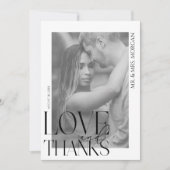 モダンタイポグラフィオーバーレイ文字と写真 | 結婚s サンキューカード (正面)