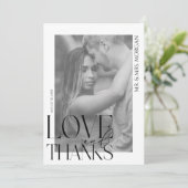 モダンタイポグラフィオーバーレイ文字と写真 | 結婚s サンキューカード (スタンド正面)