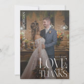 モダンタイポグラフィオーバーレイ文字と写真 | 結婚s サンキューカード (正面)