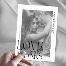 モダンタイポグラフィオーバーレイ文字と写真 | 結婚s サンキューカード