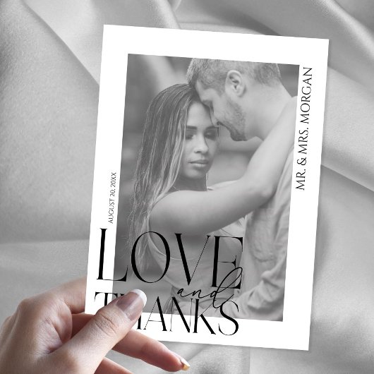 モダンタイポグラフィオーバーレイ文字と写真 | 結婚s サンキューカード