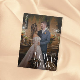 モダンタイポグラフィオーバーレイ文字と写真 | 結婚s サンキューカード