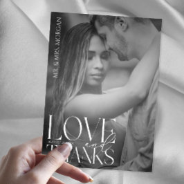 モダンタイポグラフィオーバーレイ文字と写真 | 結婚s サンキューカード