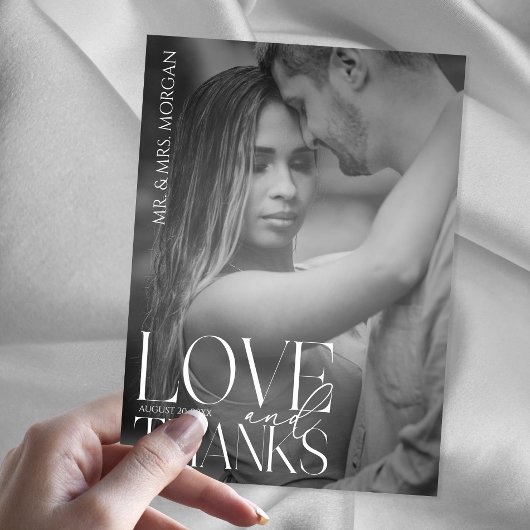 モダンタイポグラフィオーバーレイ文字と写真 | 結婚s サンキューカード