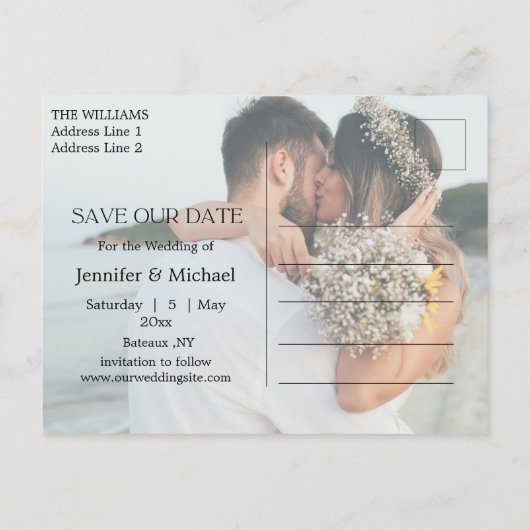 モダンタイポグラフィカップル4枚救の写真 案内ポストカード (裏面)