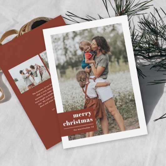 モダンタイポグラフィカラーブロックフォトクリスマス シーズンカード