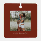 モダンタイポグラフィカラーブロックフォトクリスマス メタルオーナメント (裏面)