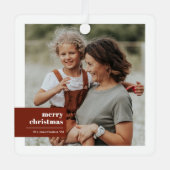 モダンタイポグラフィカラーブロックフォトクリスマス メタルオーナメント (正面)