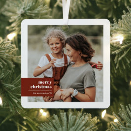 モダンタイポグラフィカラーブロックフォトクリスマス メタルオーナメント