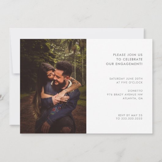 モダンタイポグラフィクリームホワイトフォト婚約 案内状 (裏面)