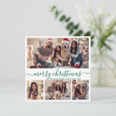 モダンタイポグラフィグリーン5フォトコラージクリスマス シーズンカード (スタンド正面)