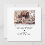 モダンタイポグラフィグリーン5フォトコラージクリスマス シーズンカード (裏面)