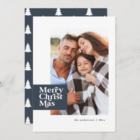 モダンタイポグラフィシックなクリスマスエレガント写真 シーズンカード (正面/裏面)