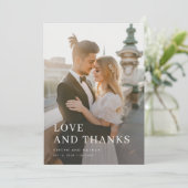 モダンタイポグラフィシンプルオーバーレイ結婚写真 サンキューカード (スタンド正面)