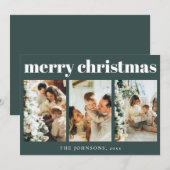 モダンタイポグラフィシンプルクリスマスダークグリーン シーズンカード (正面/裏面)