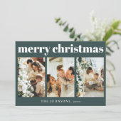 モダンタイポグラフィシンプルクリスマスダークグリーン シーズンカード (スタンド正面)