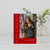 モダンタイポグラフィシンプルクリスマスフォト 箔シーズンポストカード (立ち正面)