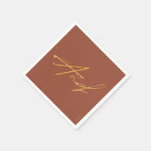 モダンタイポグラフィシンプルテラコッタ金ゴールド結婚ズ スタンダードカクテルナプキン (角)