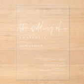 モダンタイポグラフィシンプルトレンディー結婚ズ アクリル招待状 (正面)