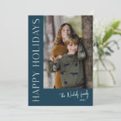 モダンタイポグラフィシンプルフォトハッピー シーズンカード (スタンド正面)
