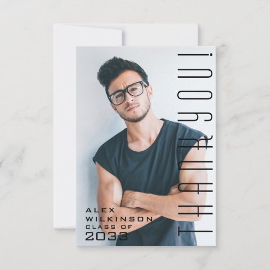 モダンタイポグラフィシンプルフォトGRADサンキューカード サンキューカード (正面)