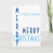 モダンタイポグラフィシンプルブルーメリークリスマスクリスマス シーズンカード (正面)