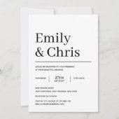 モダンタイポグラフィシンプルミニマ結婚リストインビタ 招待状 (正面)