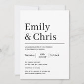 モダンタイポグラフィシンプルミニマ結婚リスト 招待状 (正面)