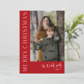 モダンタイポグラフィシンプルメリークリスマ写真 シーズンカード (スタンド正面)