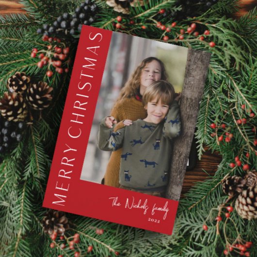 モダンタイポグラフィシンプルメリークリスマ写真 シーズンカード