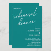 モダンタイポグラフィシンプルリハーサルディナーティール（緑がかった色） 招待状 (正面/裏面)