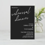 モダンタイポグラフィシンプルリハーサルディナーブラック 招待状 (スタンド正面)