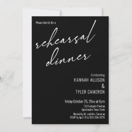 モダンタイポグラフィシンプルリハーサルディナーブラック 招待状