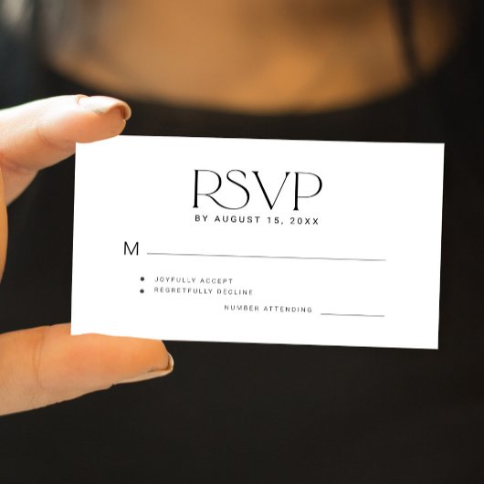 モダンタイポグラフィシンプル予算ウェディングRSVP ノートカード