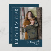 モダンタイポグラフィシンプル写真新年 シーズンポストカード (正面/裏面)