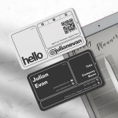 モダンタイポグラフィスキャン可能QRコードこんにちは 名刺