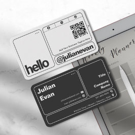 モダンタイポグラフィスキャン可能QRコードこんにちは 名刺
