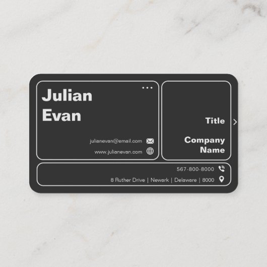 モダンタイポグラフィスキャン可能QRコードこんにちは 名刺 (裏面)