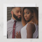 モダンタイポグラフィスクエア写真黒結婚ズ 招待状 (裏面)