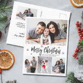 モダンタイポグラフィスクリプトコラージクリスマス ポストカード