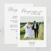 モダンタイポグラフィスクリプト写真の新婚 サンキューカード (正面/裏面)
