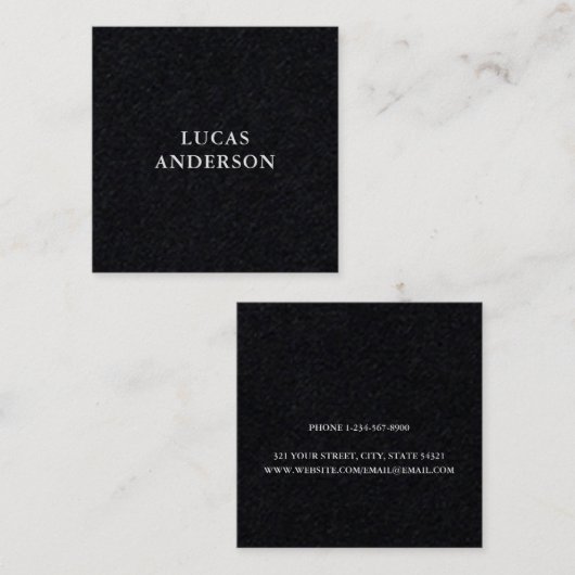 モダンタイポグラフィスクリプト黒 スクエア名刺 (正面/裏面)