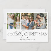モダンタイポグラフィスクリプト3枚の写真メリークリスマス シーズンカード (正面)