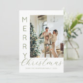 モダンタイポグラフィスクリプトMerry Christmas Photo シーズンカード (スタンド正面)