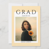 モダンタイポグラフィスクリームフォト卒業 招待状 (正面)